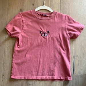 Brandy Melville pink butterfly top